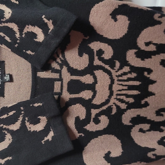 Papillon Demask Sweater Dress medium black and tan soft and lightweight - Picture 6 of 9